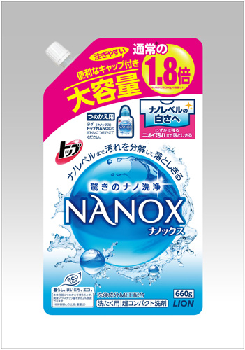 写真:超コンパクト衣料用液体洗剤『トップ NANOX(ナノックス)つめかえ用 大』