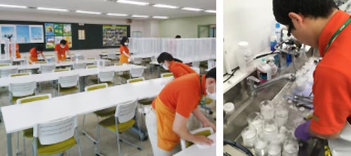 Cafeteria cleaning and washing laboratory ware